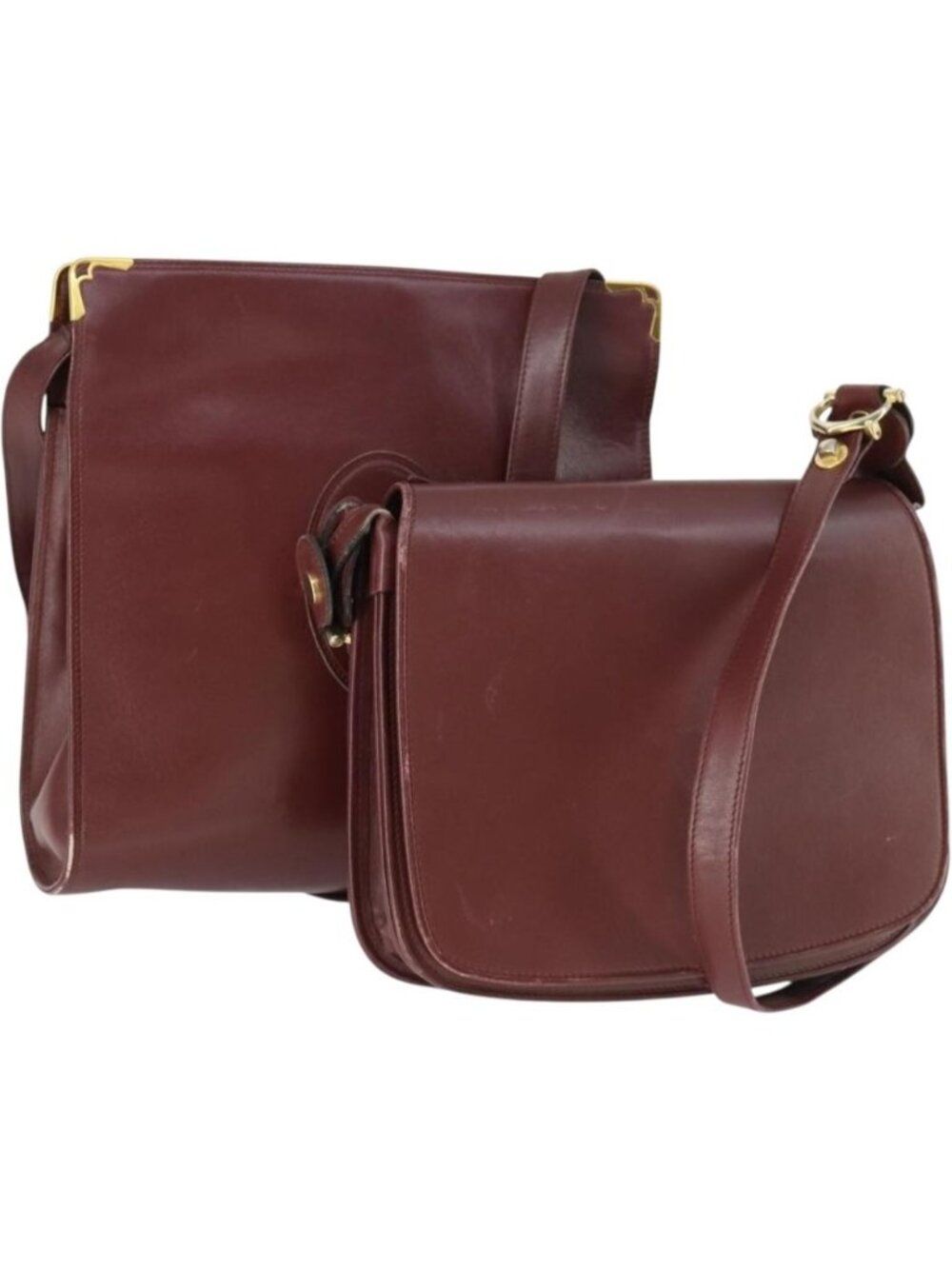 CARTIER Must Line Shoulder Bag Leather 2 Set Bordeaux Gold